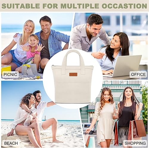 Miniatura 8 de KUBYA Lonchera para mujeres, hombres, adultos, simple, reutilizable, aislada, de gran capacidad, lindas bolsas de almacenamiento de alimentos para