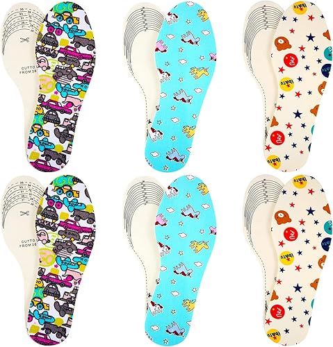 6 pares de plantillas de espuma viscoelástica de calidad para niños, inserciones de zapatos de repuesto para niños, transpirables, lavables,