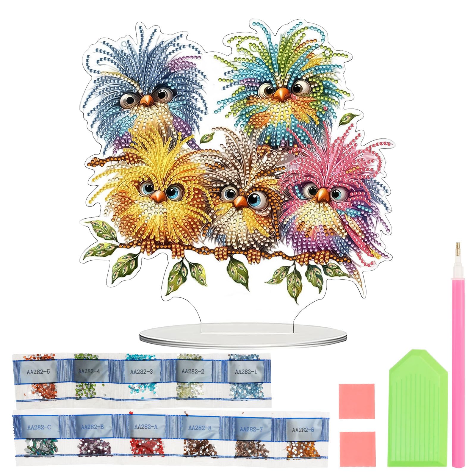 MAXBYE 5D Diamond Art Ornament Kit - DIY Bird Crystal Desktop Decor, Single Sided Diamond Painting