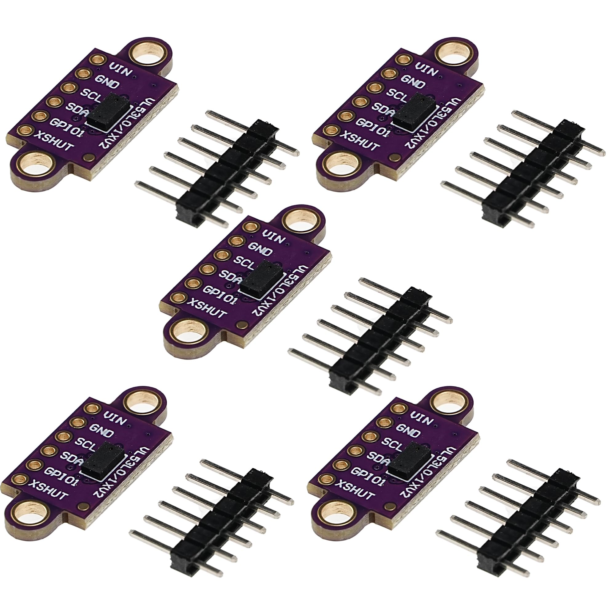 A-DIGISHUO 5Pcs Laser Ranging Sensor Module VL53L0X V2ToF Time of Flight Serial Port PWM Output, Purple