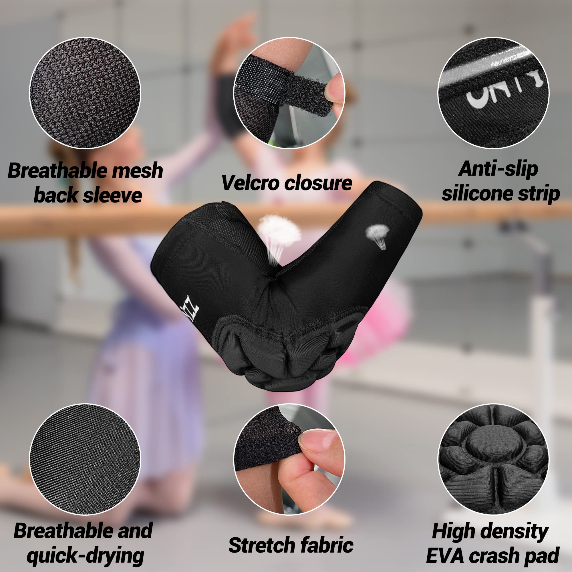 Coudieres Enfant Ajustement Serré Confortables Manchon Bras de Compression avec des Tampons Eponge Protege Coude Sport pour Boxe Danse Football Volleyball Gardien de But Coudière Protection