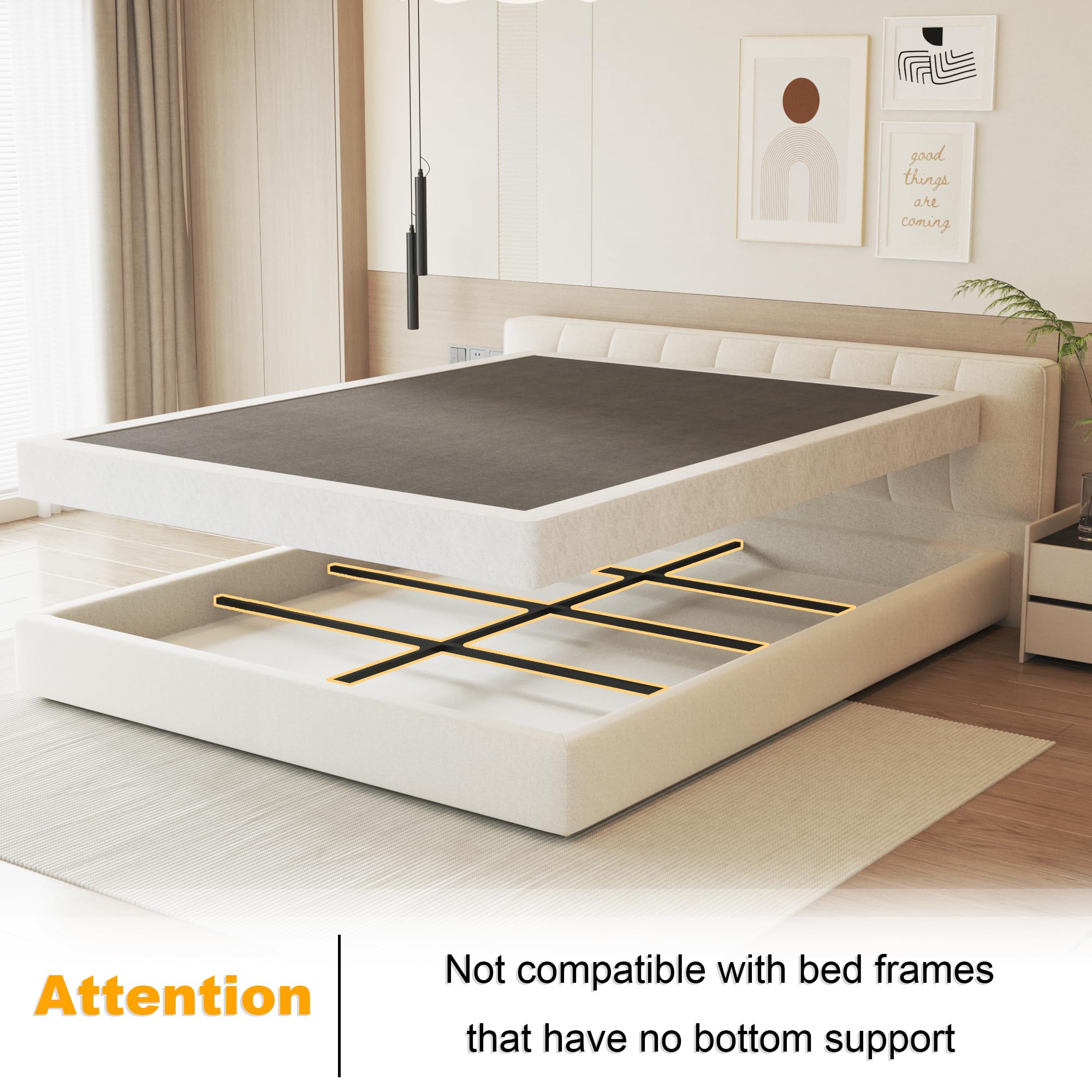 NHODIR Full Box Spring 3 Inch Heavy Duty Box Spring Mattress Foundation, Metal B - product photo