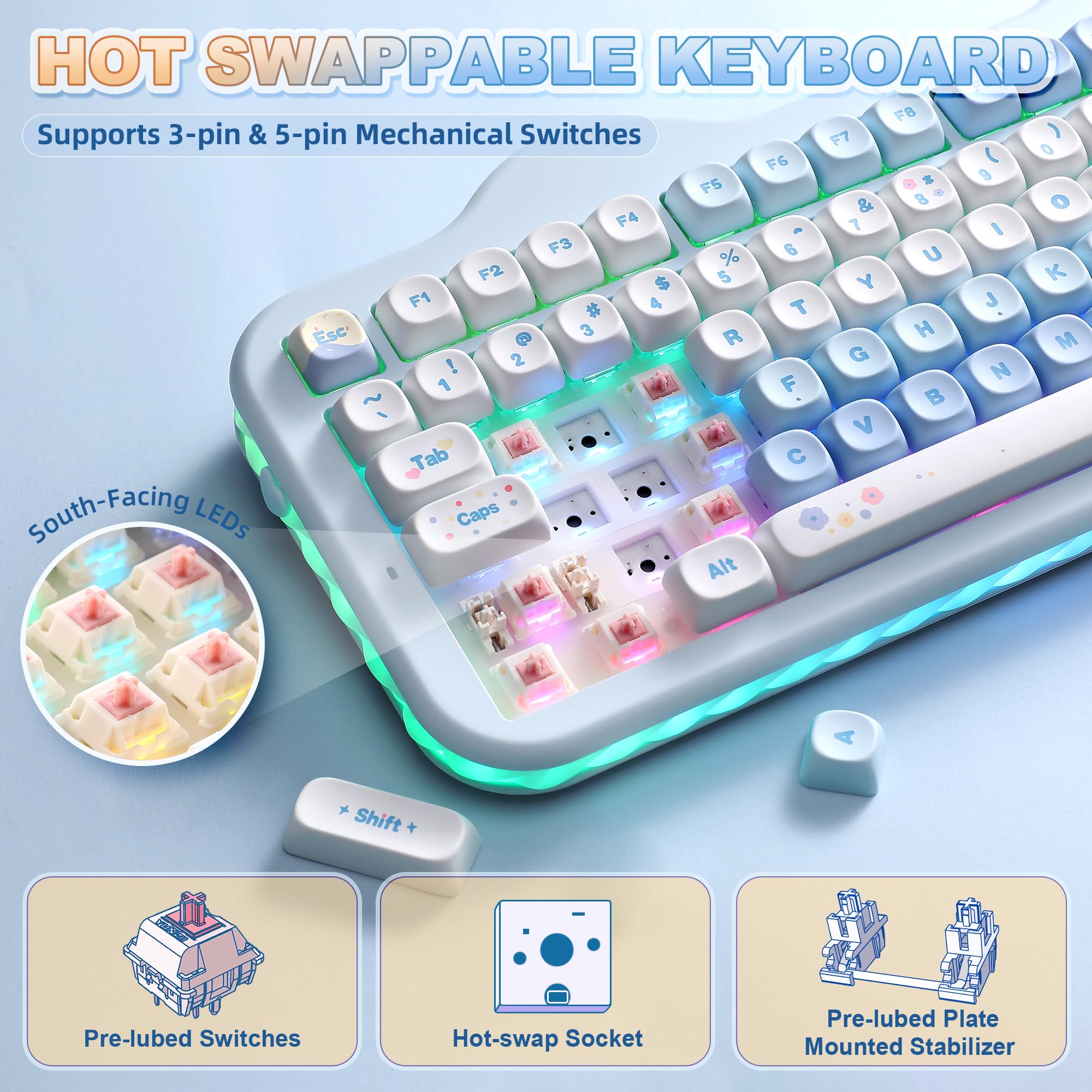 Amazon | YUNZII C98 ワイヤレスメカニカルキーボードテンキー付き 98