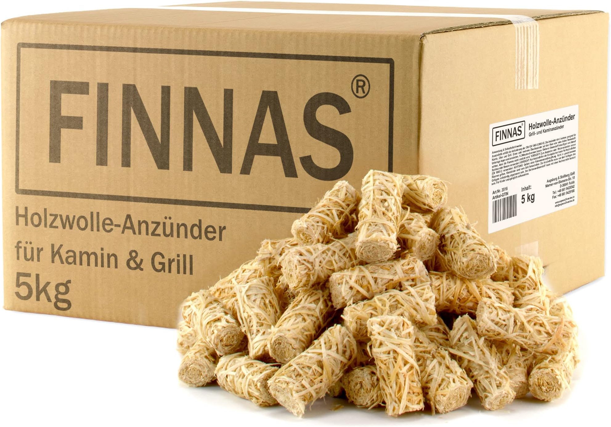Naturling Holzwolle Anzünder Gewachst 2,5kg - Ca. 200 Stück Bio Kaminanzünder