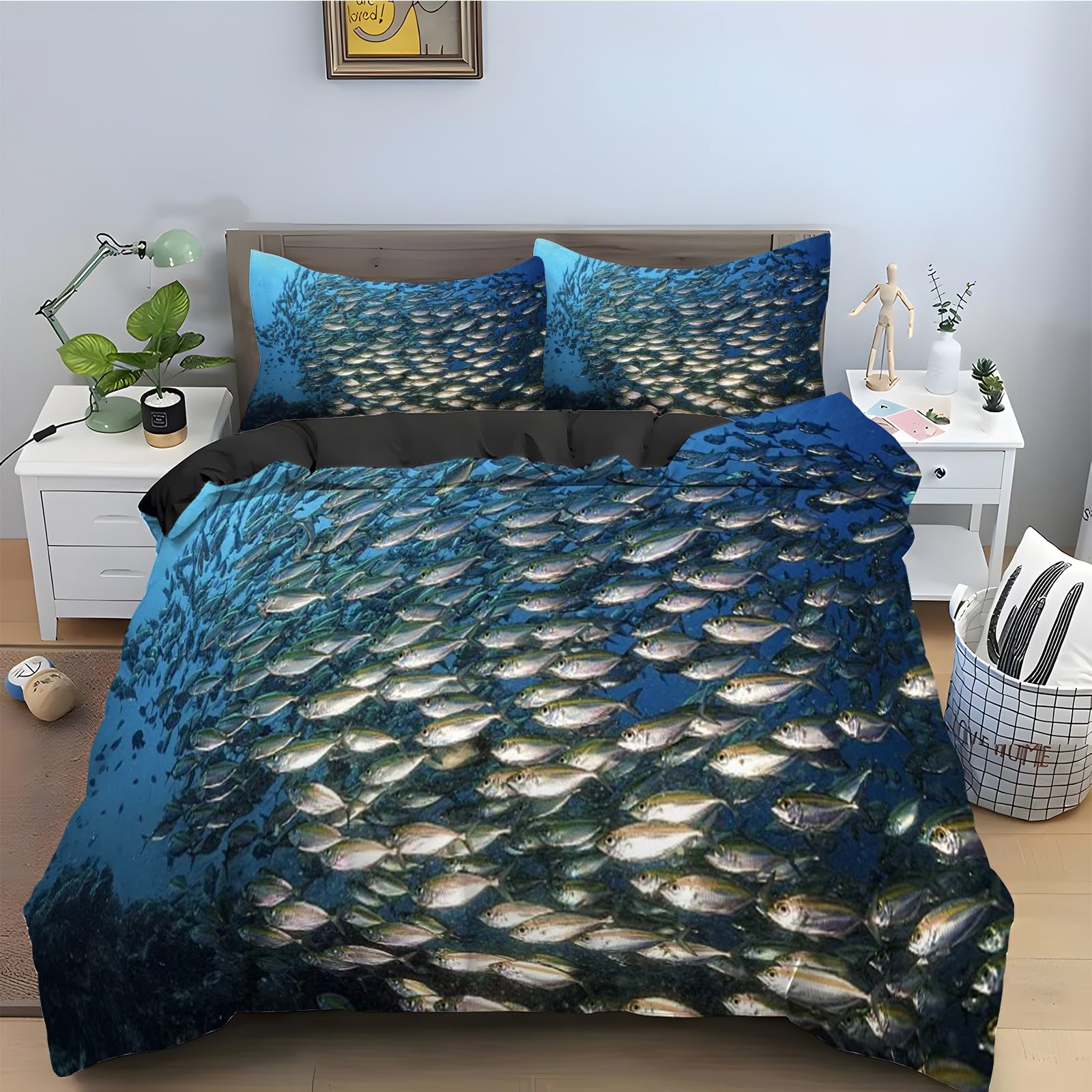 Housse de couette 240 x 260 poisson pour transformer votre chambre en un espace côtier apaisant