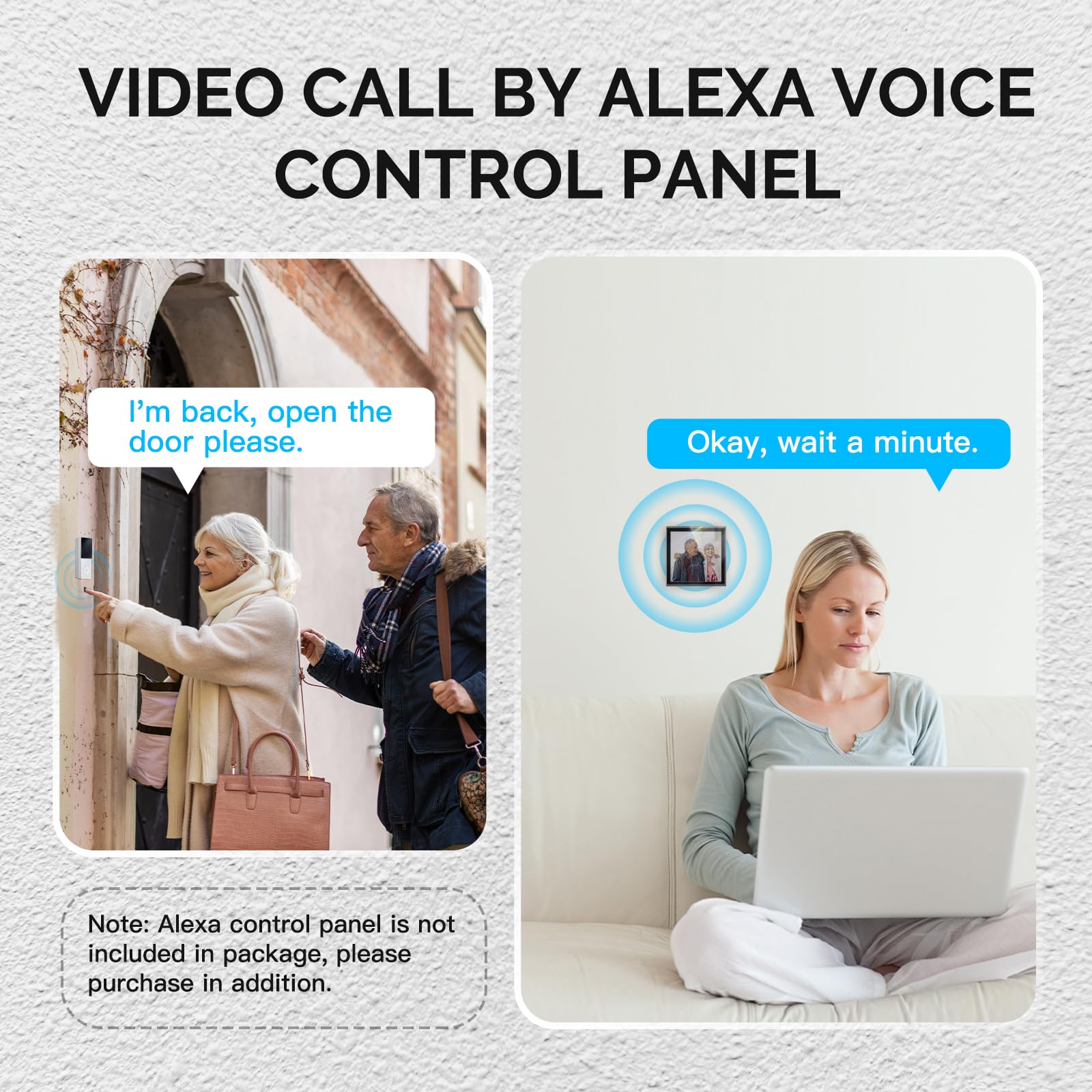 Videocitofono WiFi per interno/esterno, 1080p HD, avvisi di rilevamento del movimento, sicurezza domestica, WDB-TY-B20-EN, WiFi 2,4 GHz, impermeabile IP65, visione notturna, compatibile con