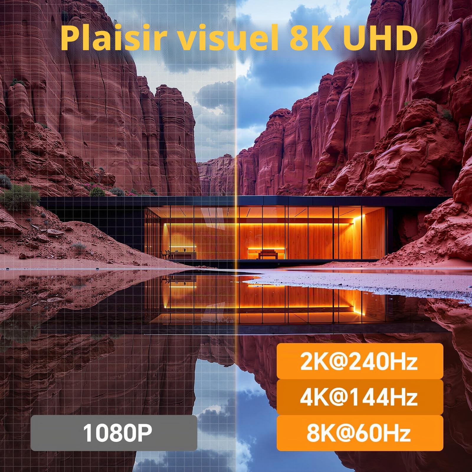 KVM Switch 3 PC 3 Moniteurs 8K@60Hz / 4K@144Hz, DisplayPort 1.4 HDMI 2.1 USB 3.0 KVM Switch Triple Monitor pour 3 PC Partage Souris, Clavier, Wired Remote(8K HD DP 3 in 3 out KVM)