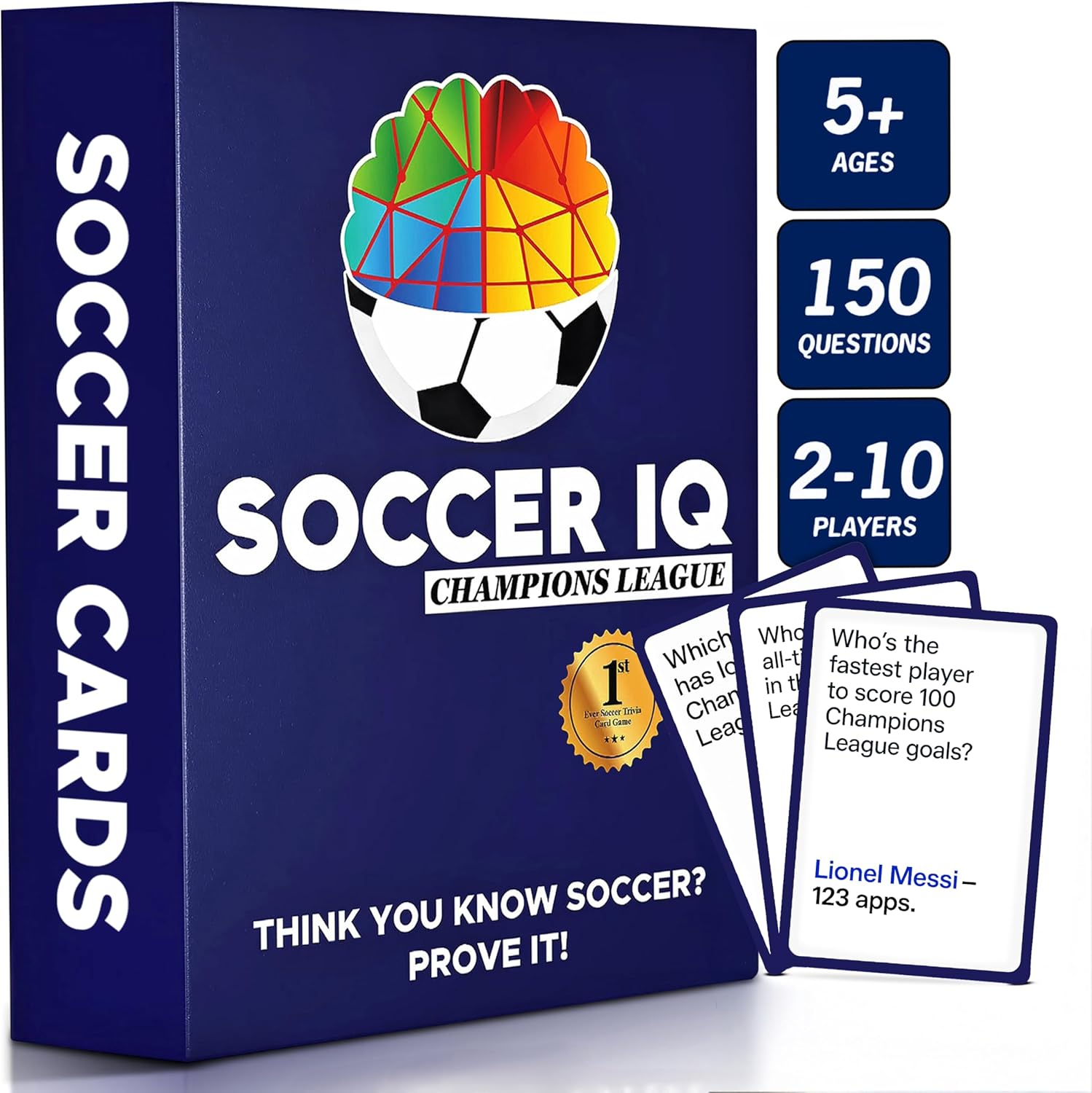 Soccer Trivia Card Game Champions League Version – 150 Soccer Trivia Questions, Best Soccer Gifts for Boys | Soccer Games for Kids and Adults | Champions League Soccer Cards | Soccer Gift