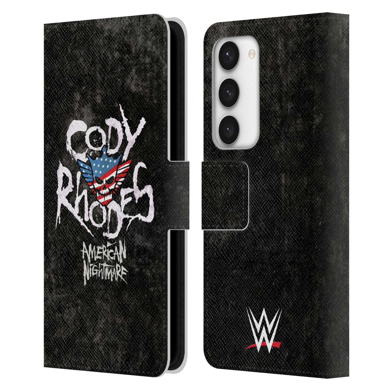 Head Case Designs Officially Licensed WWE Distressed Name Cody Rhodes Leather Wallet Case Compatible With Samsung Galaxy S23 5G