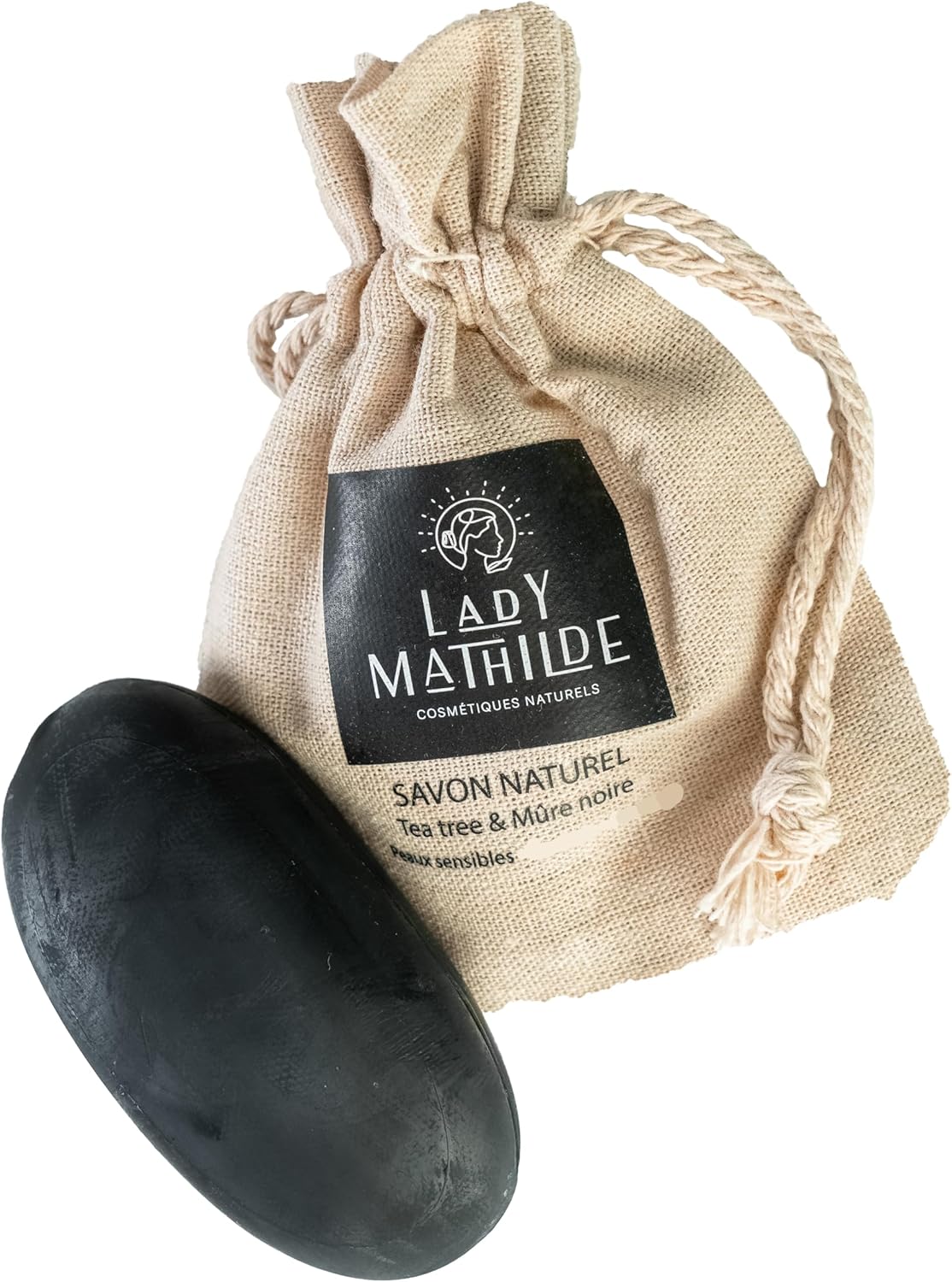 Lady Mathilde – Tea Tree Oil en Bramenzeep – 100% natuurlijk – Gezichts- en lichaamszeep, Ideaal voor gevoelige huid en oneffenheden – Bramengeur – Made in France – 100 gr