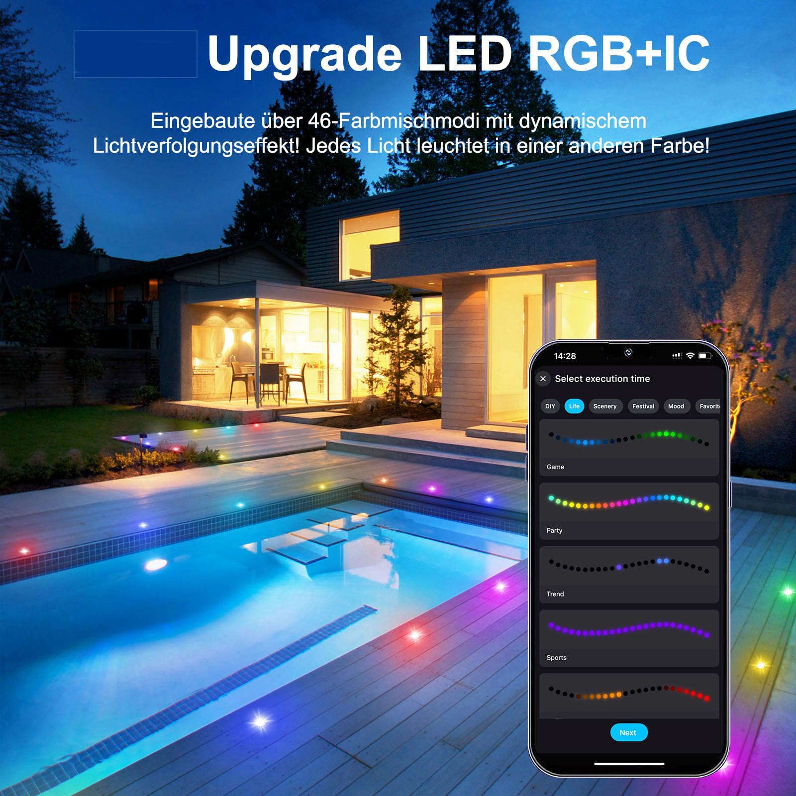 10er Set WiFi RGBIC LED Bodeneinbaustrahler Außen, Ø31mm Smart Terrassenbeleuchtung Warmweiß dimmbar, IP67 Wasserdicht Bodenstrahler kompatibel mit Alexa & Google Home, App-Steuerung
