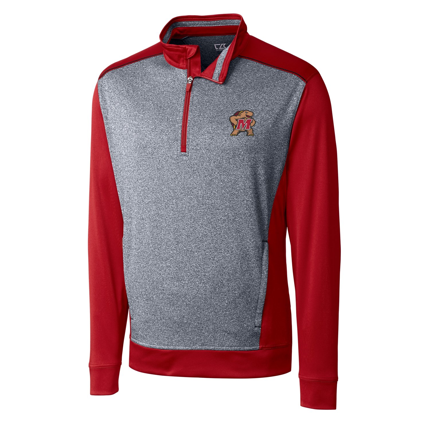 Cutter & Buck NCAA Maryland Terrapins Adult Men CB Drytec Replay Half Zip, XX-Large, Cardinal Red
