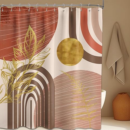 Miniatura 88 de Cortina de ducha moderna de mediados de siglo en blanco y negro, cortinas de ducha para hombre, juego de decoración de baño para hombres, patrón