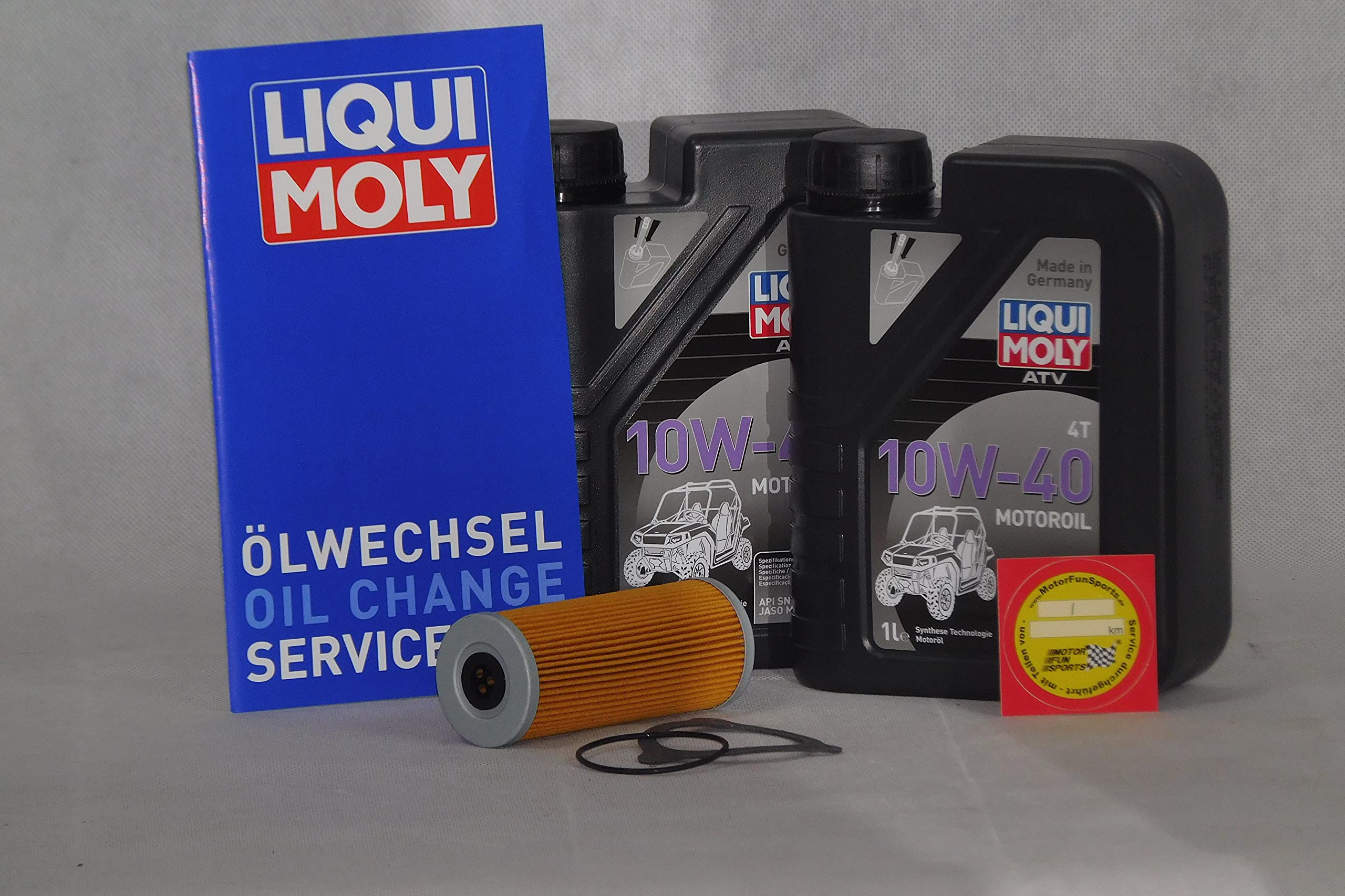 Ölwechsel Set passend für TGB Blade 1000 mit Liqui Moly Oel, TGB Oelfilter und MotorFunSports Servicemarke