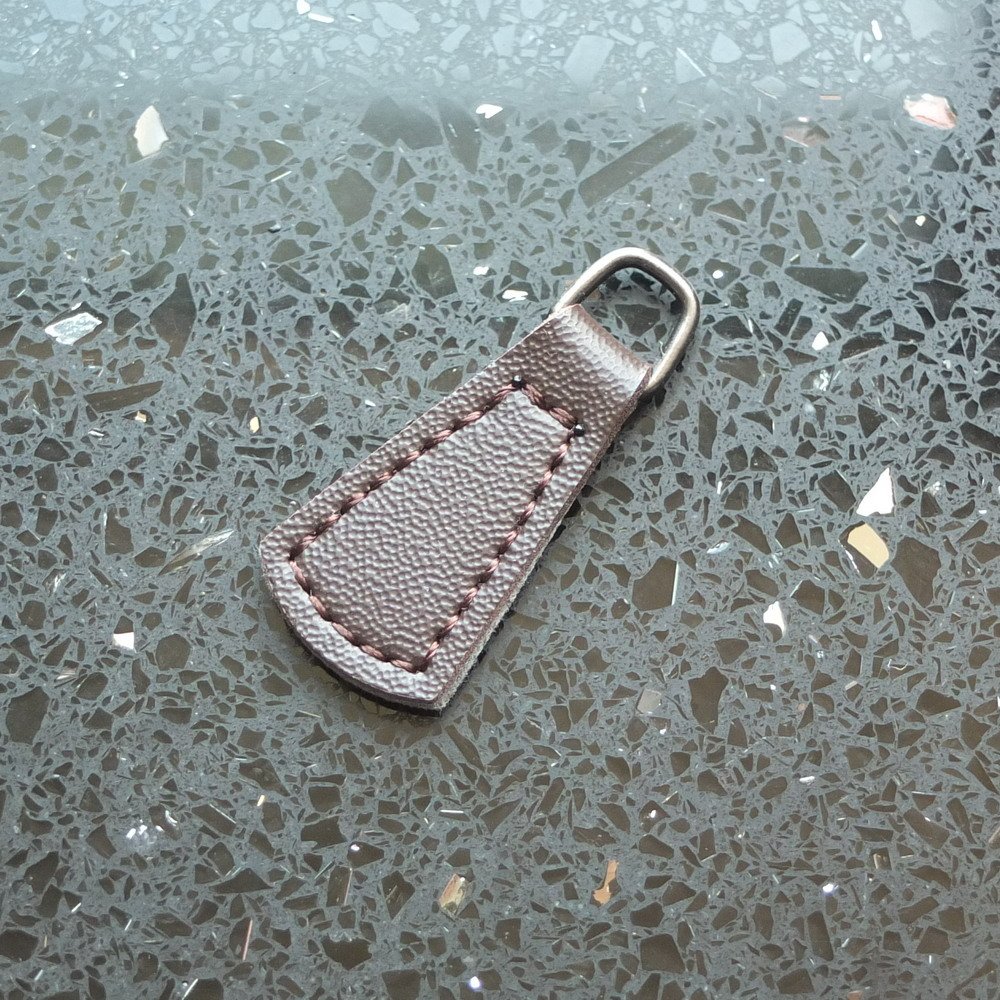 micoshop 10 PCS #5 Zipper Fixer Repair Pull Tab PU leather Instant Kit Pants Replacement Slider (Rectangle Ring Brown Color)