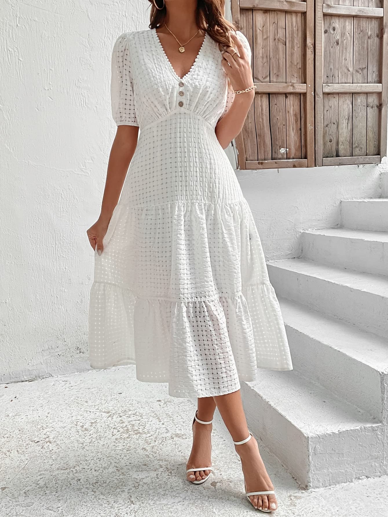 knee length dresses for ladies Solid Layered Hem Dress – Wholesale Capella Apparel