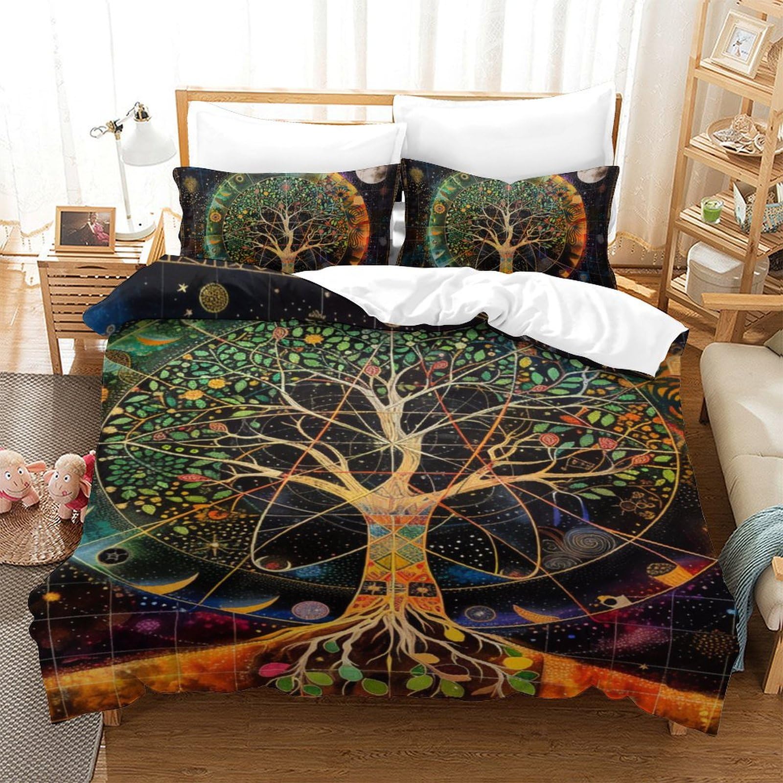 Ensemble de literie Arbre de Vie 3D housse de couette microfibre respirante 140x200 single