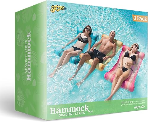Vista 7 de Sloosh Paquete de 3 flotadores inflables 4 en 1 para piscina, hamacas de agua, accesorios multiusos para piscina