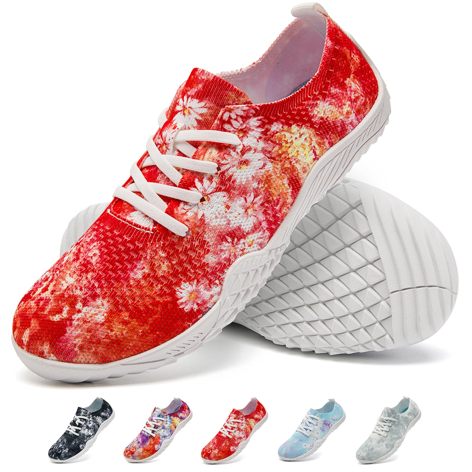 IVQDZL Barfuss Schuhe Damen Sneaker Sommerschuhe Turnschuhe Bequeme Slip on Laufschuhe Sportschuhe Hausschuhe Leichte Atmungsaktiv Hallenschuhe Weich Barfussschuhe