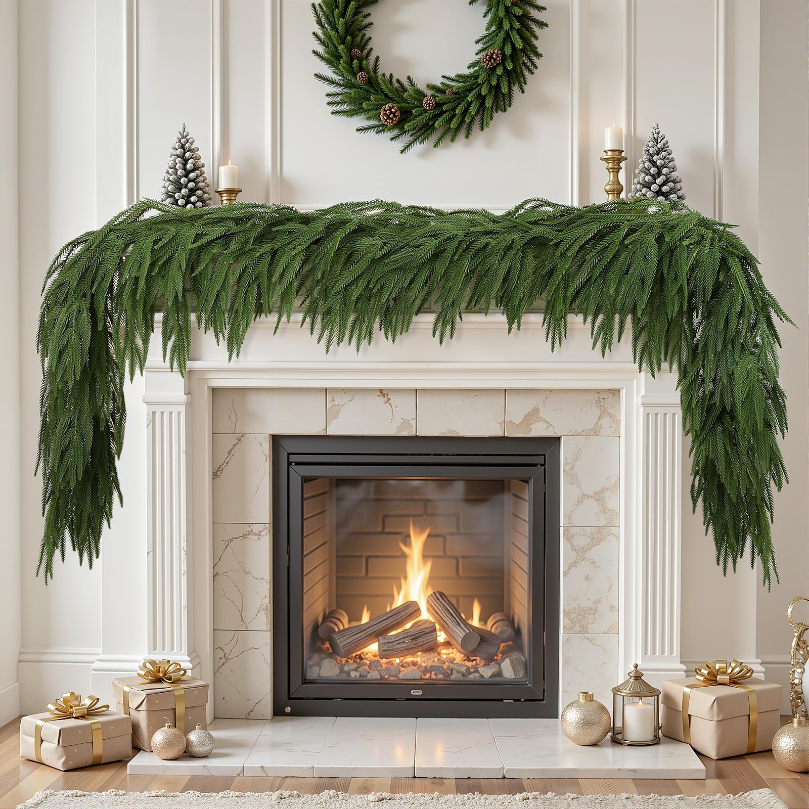 Alupssuc Guirnalda Navidad 270cm,100% PE,Interiores y Exteriores