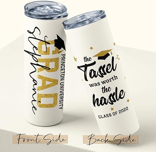 Miniatura 9 de Regalos de graduación para ella, botella de agua de graduación personalizada con tapa con popote, 20 onzas, 8 diseños, regalos de graduación para