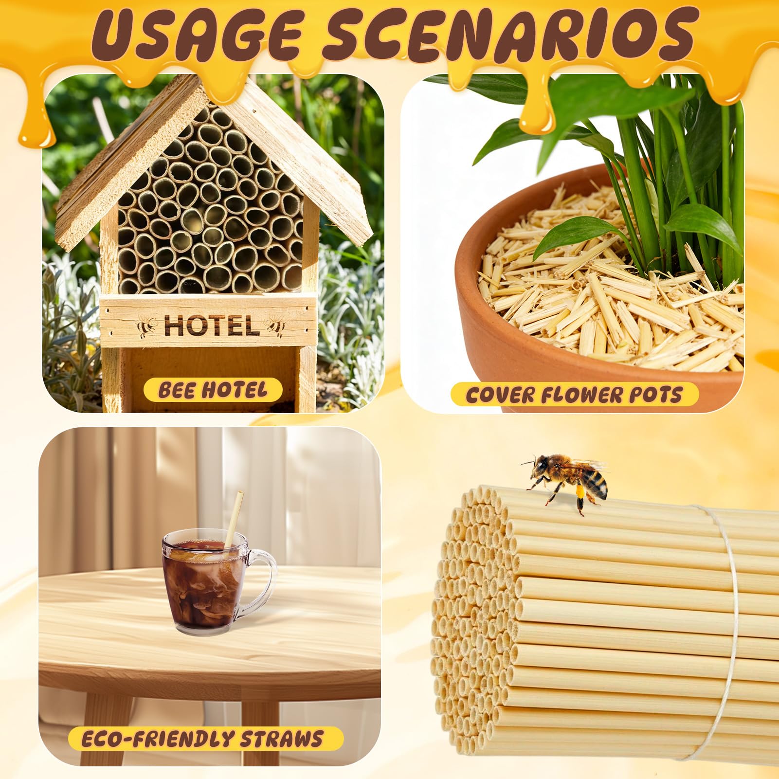 300 Piezas Tubos Nidos para Hotel de Insectos, 14-14.6 CM de Largo Diámetro 3-4 MM, Tubo para Nido de Abejas, Material Insectos Anidación para Hotel de Abejas, Casa de Abejas — view 6