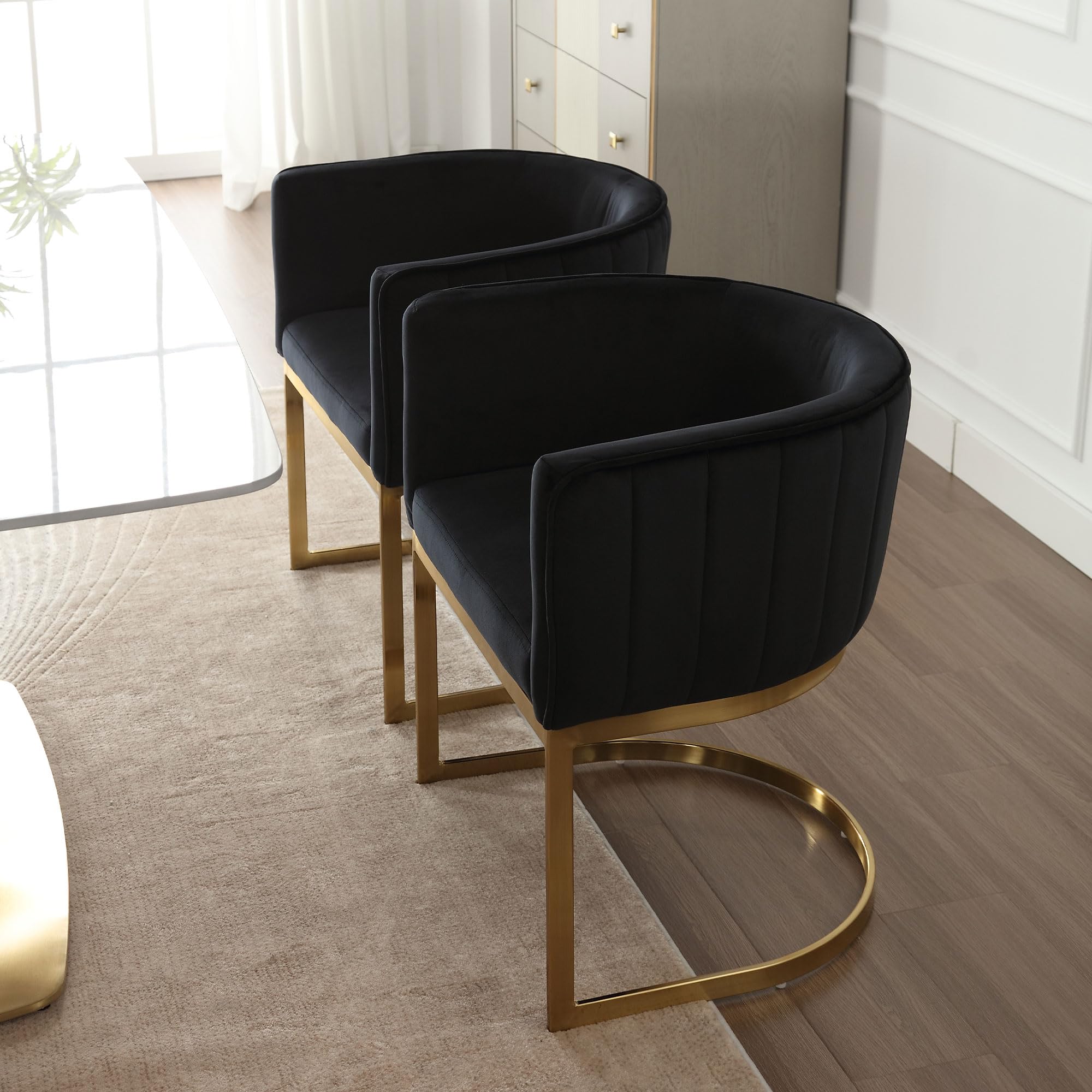 Amazon｜DM Furniture モダンベルベットダイニングチェア 2個セット