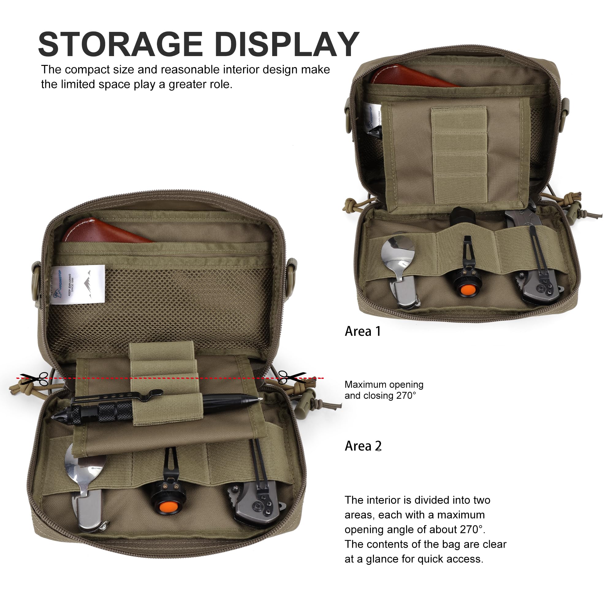 Mardingtop MOLLE Tasche, Universaler EDC Organizer Pouch Mit Abnehmbarem Insert Und Schultergurt Für Taktische Ausrüstung, Laufen, Radfahren, Camping Und Outdoor Aktivitäten