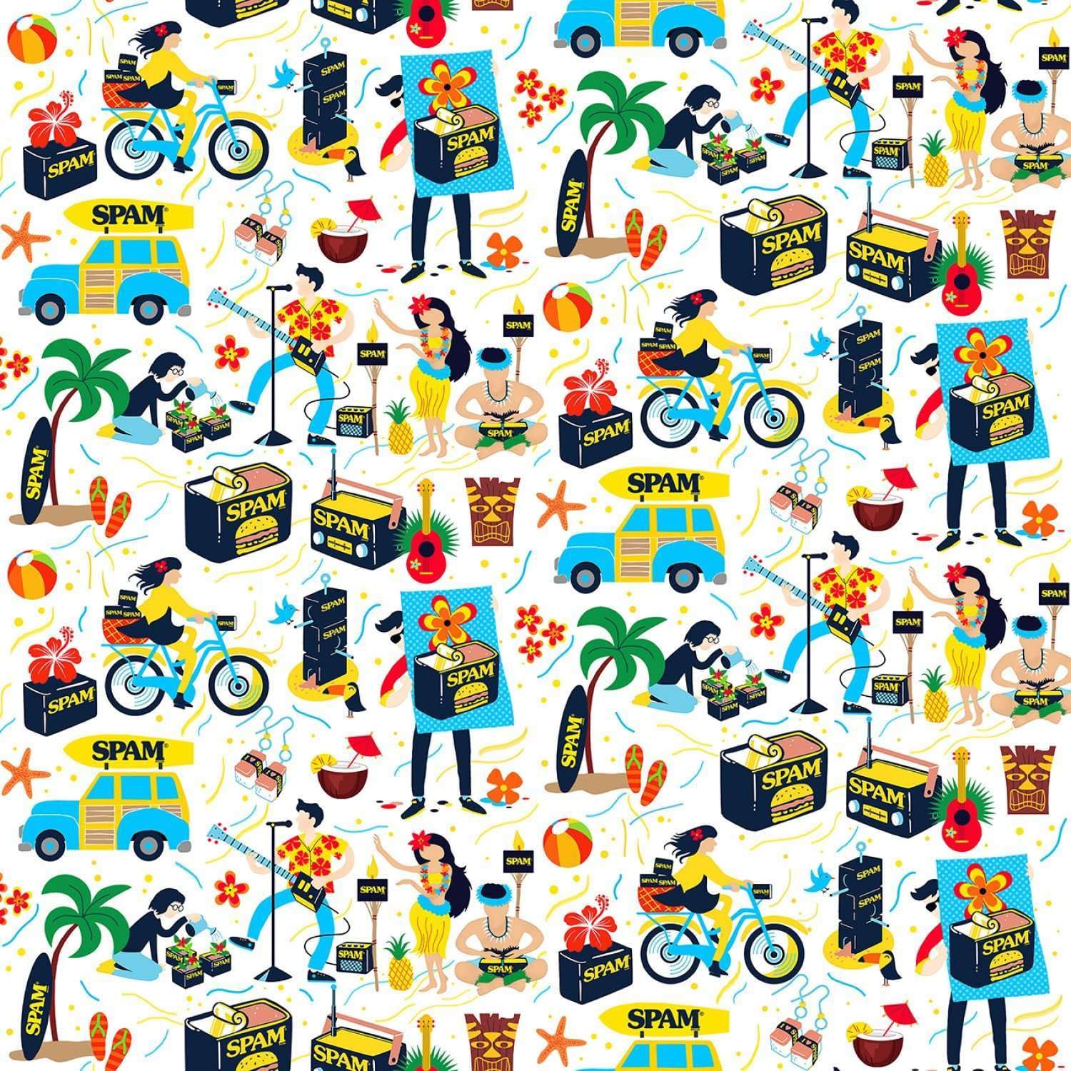 Fabrics Spam Life White, Fabric by the Yard