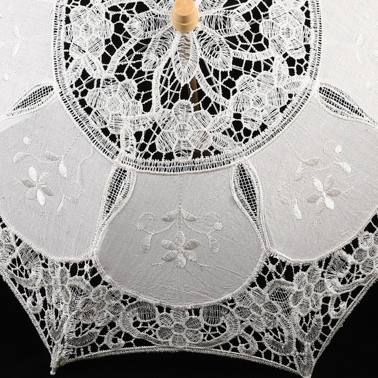Garneck Parapluie de Mariage en Dentelle Beige 38 Cm Double Couche, Ombrelle Élégante pour Demoiselles D’honneur, Accessoire Photo et Cérémonie, Parapluie Léger 64 G pour Cérémonie