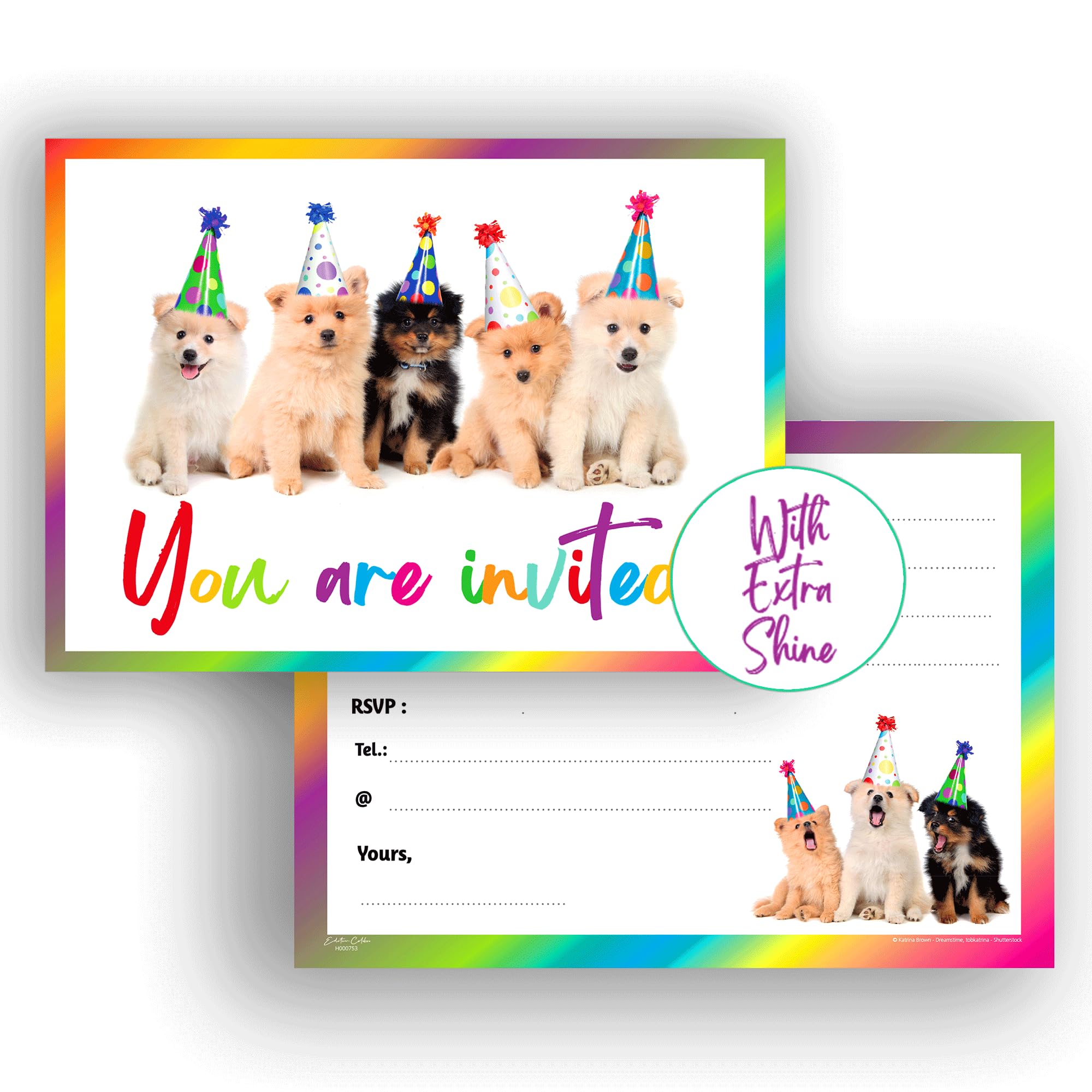 Edition Colibri 10 Party Invitation Cards – DOGS: Puppy Birthday Invitations for Children's Parties, Boys and Girls