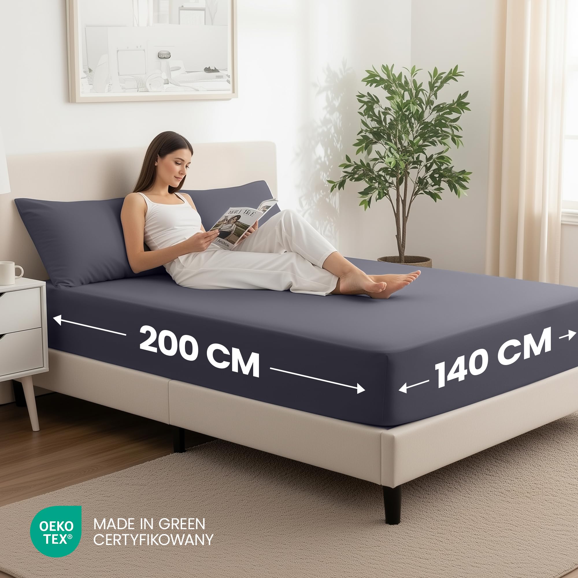 Utopia Bedding - Zestaw 2 prześcieradeł z gumką 140 x 200 cm - Szary - Certyfikat Oeko-Tex - szczotkowane prześcieradło z gumką z mikrofibry - kieszeń 35 cm głębokości