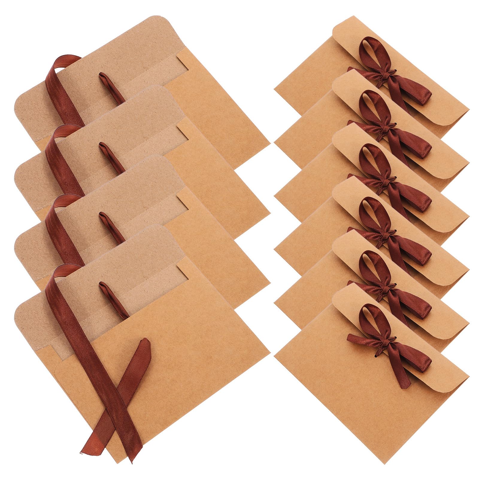 Ciieeo 50 Buste in Carta Kraft con Fiocco Caffè Buste per Biglietti D’auguri Retrò Piccole per Inviti Regali e Shower Eleganti e Multifunzionali