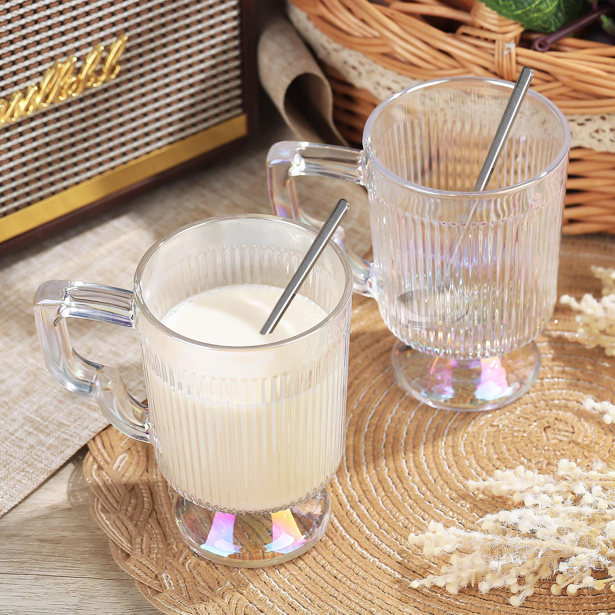 Joeyan Glass Coffee Mugs with Handle Set of 2 - Image 2