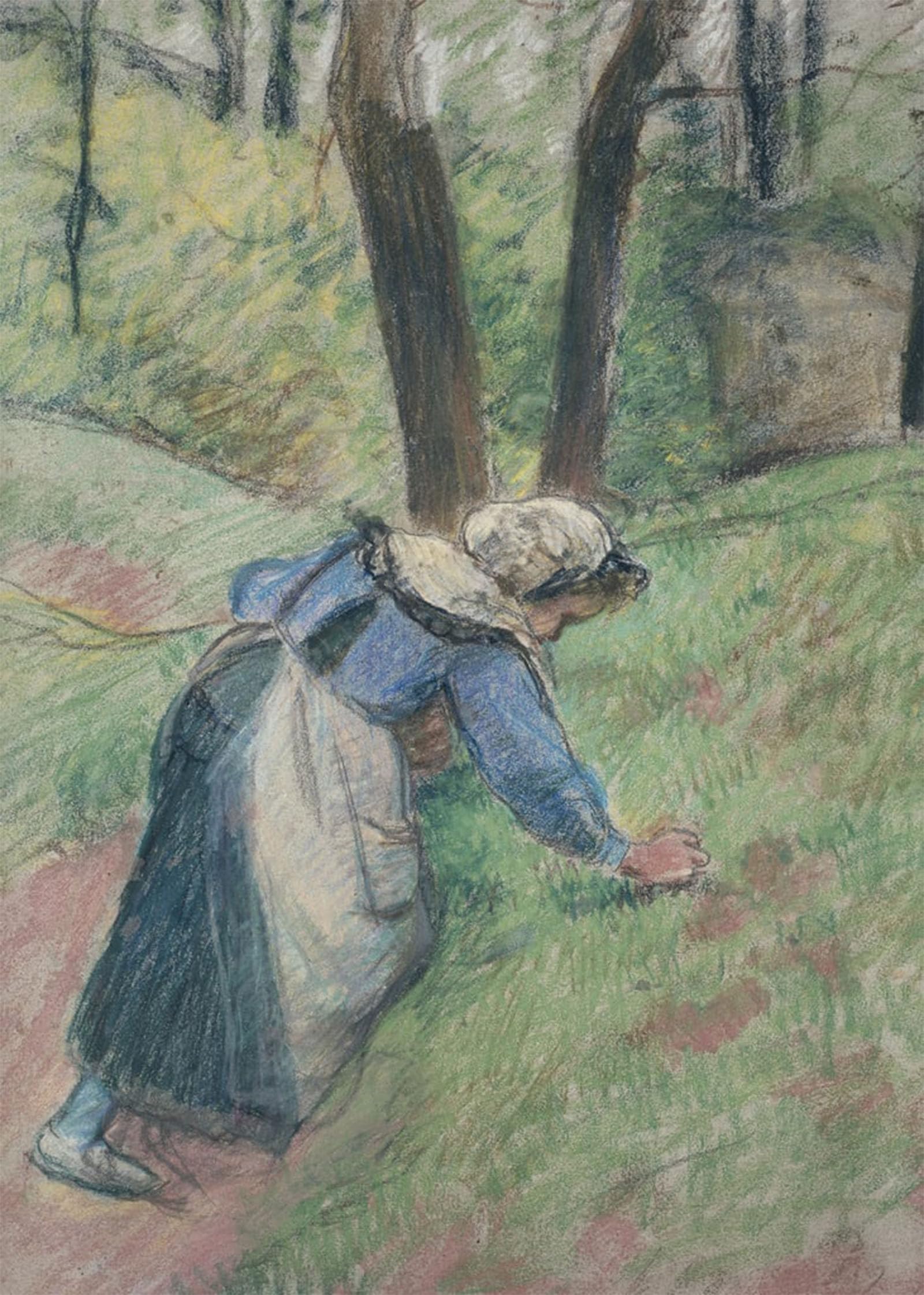 ARTXLXXBN Famous Art Print Poster Vintage Wall Art Peasant Woman Weeding the Grass by Camille Jacob Pissarro Canvas Art Poster for Home Decor 60x90cm