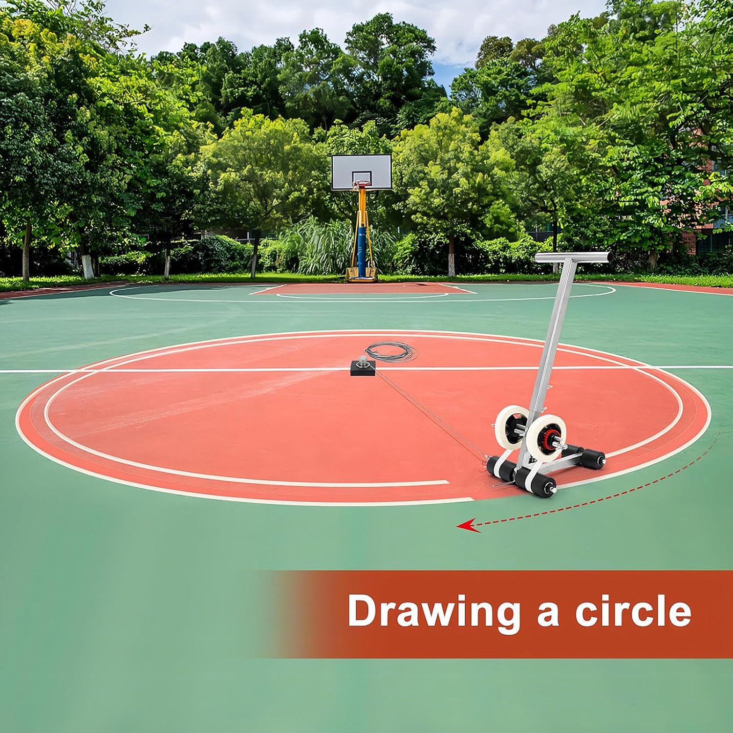 Playing Field Line Striping Machines, with Drawing Circle Kit, Floor Tape Applicator, Court Marking Suitable for Parking Lots, Warehouses, playgrounds, Road Markings, Adjustable Height