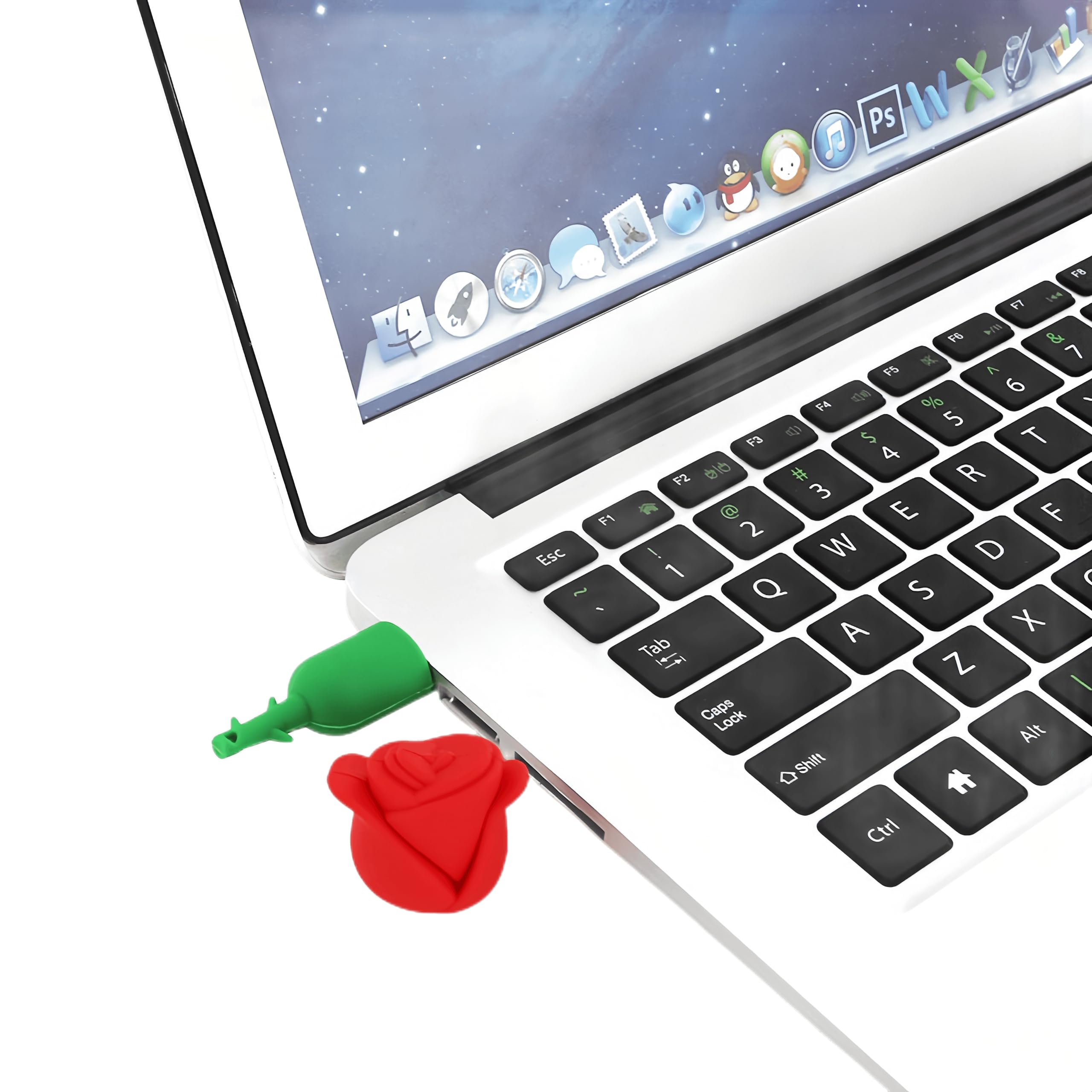 WooTeck 128GB Cartoon Lovely Rose Flower USB Flash Drive,Red