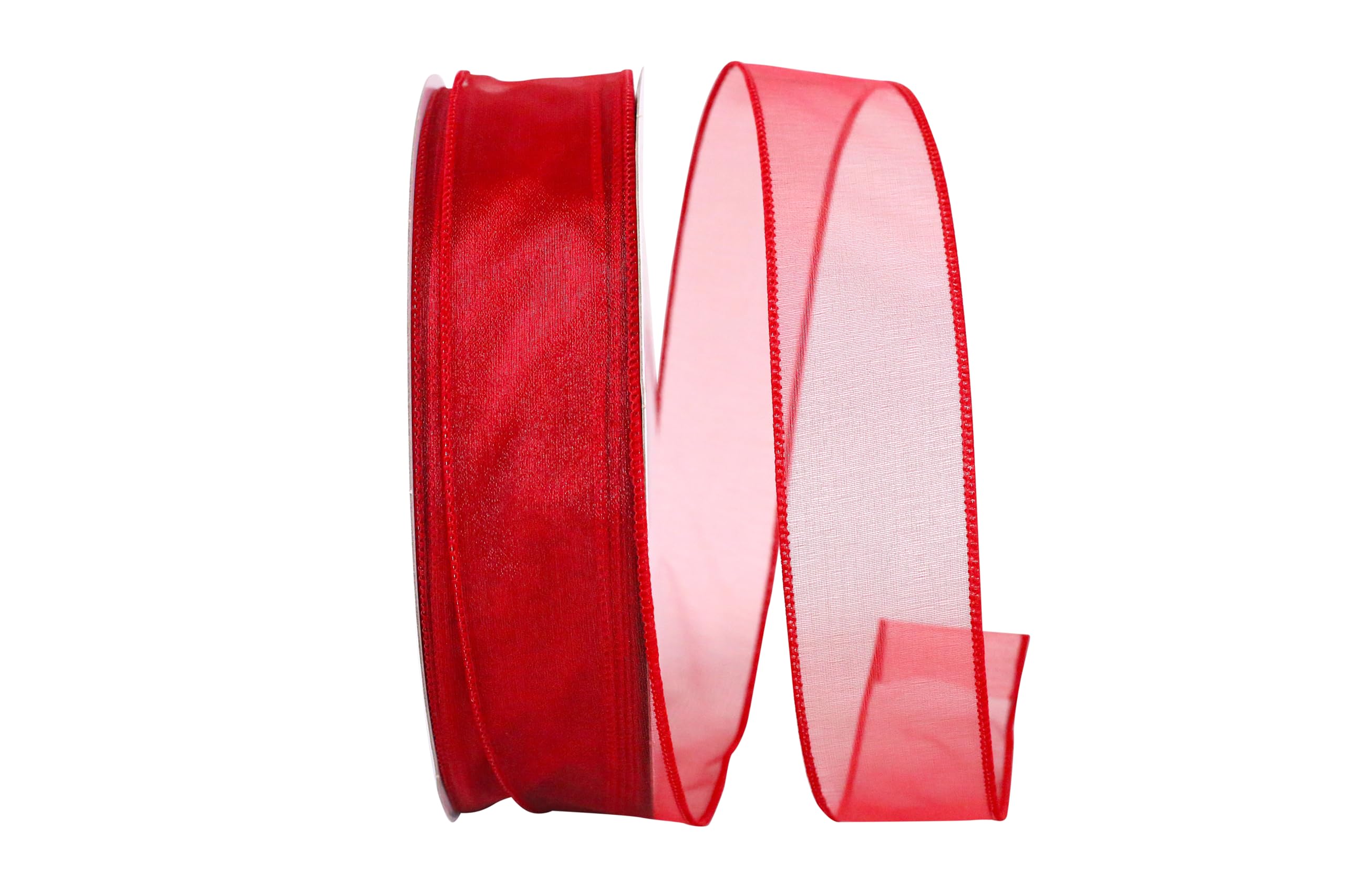 Reliant Ribbon 99908W-908-09K Sheer Lovely Value Wired Edge Ribbon, 1-1/2 Inch X 50 Yards, Scarlet
