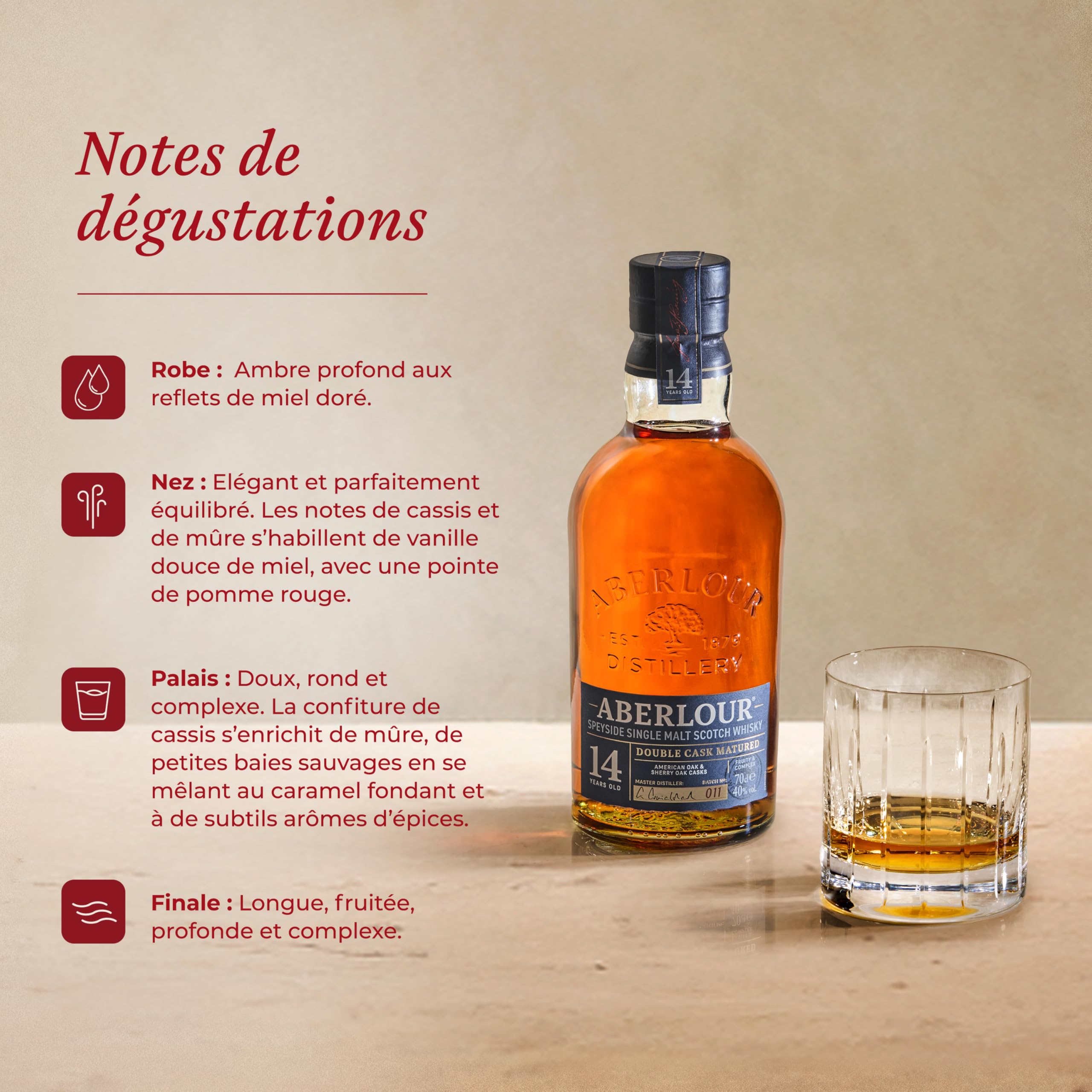 ABERLOUR 14 ans Double Cask Whisky Ecossais Single Malt avec étui - 40% 70cl