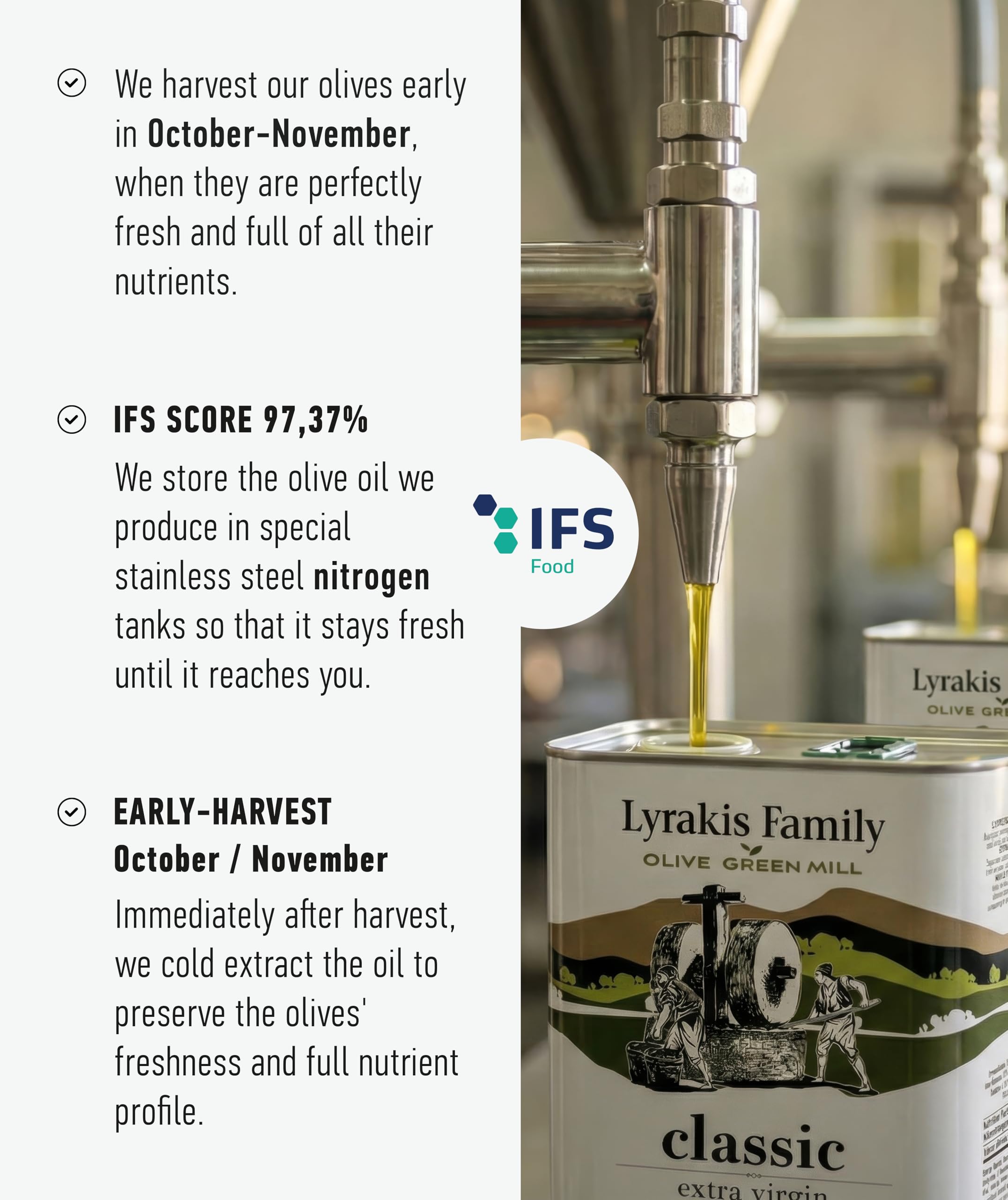 Huile d’Olive Lyrakis Family 5L – Extra Vierge Grecque, Premium Première Pression à Froid, Riche en Polyphénols, Olives Récoltées à la Main, Nouvelle Récolte, Jus Frais de Crète – Depuis 1975