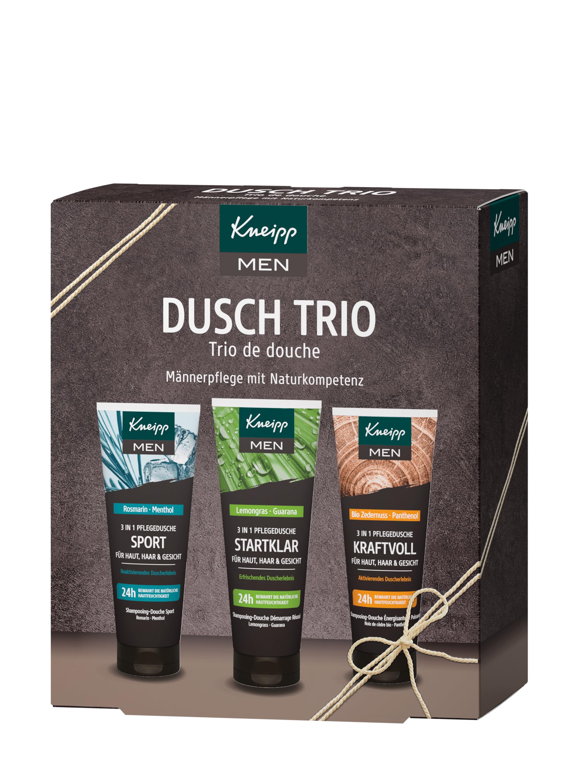 Kneipp Men Geschenkset Dusch Trio - ausgewählte 3 in 1 Duschen Bestseller: Sport Startklar und Kraftvoll - ideales Geschenk für den gepflegten Mann – 3x75ml