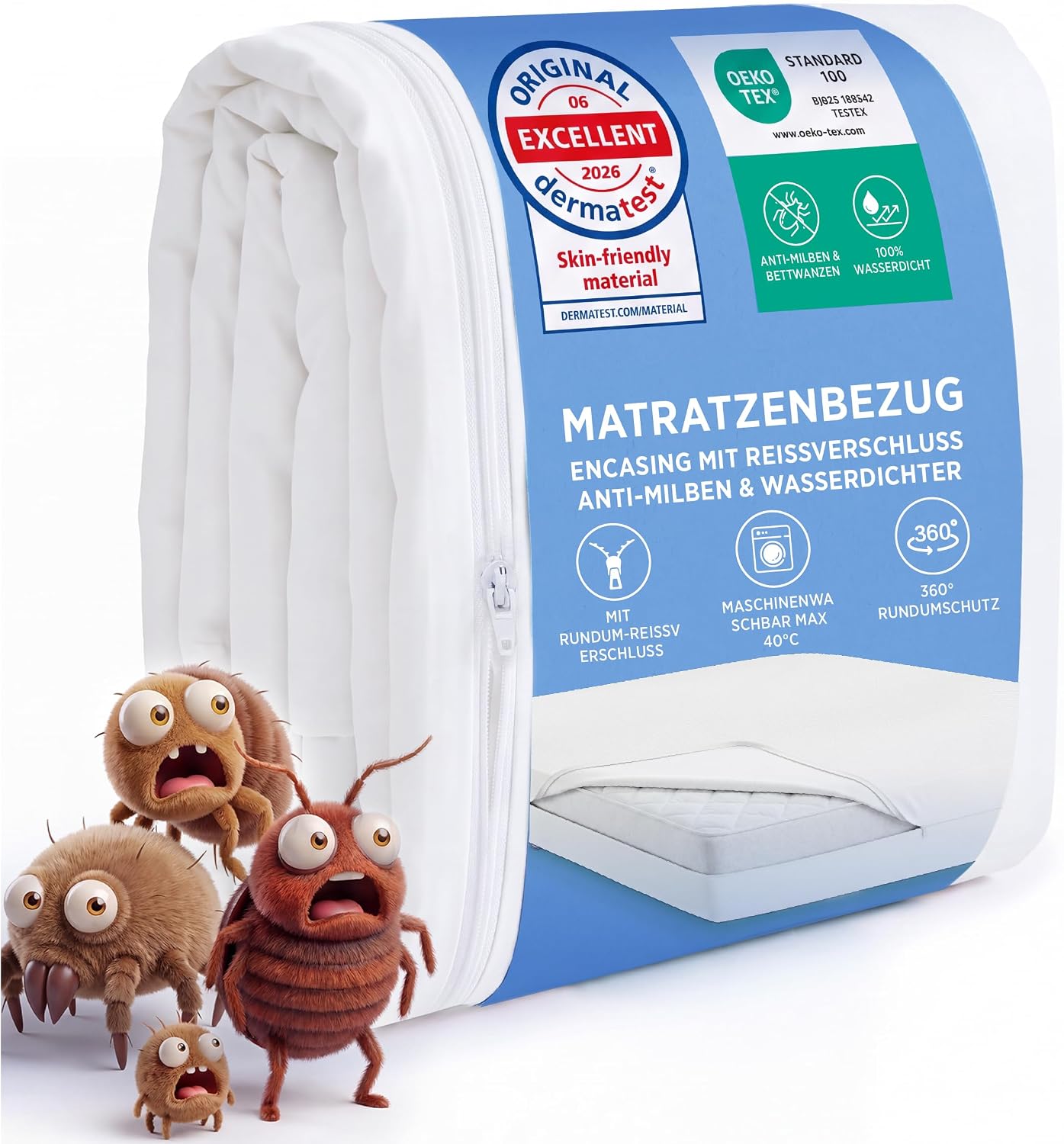 🔥 SELTEN SO GÜNSTIG (-36%) BEDSURE Matratzenbezug 140 x 200 x 30 cm - Encasing Milbenbezug Anti-Milben