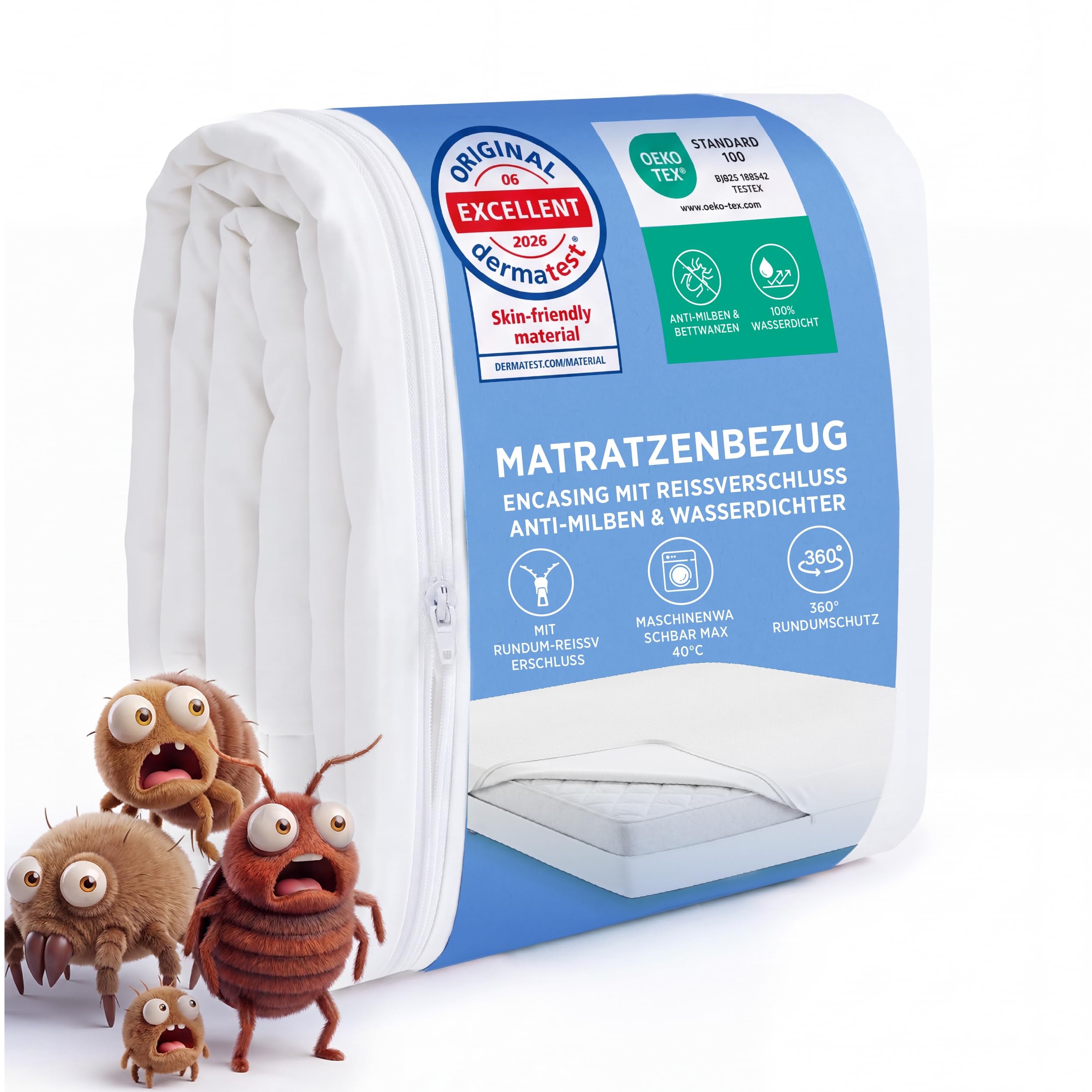 BEDSURE Matratzenbezug 90 x 190 x 30 cm - Encasing Milbenbezug Anti-Milben