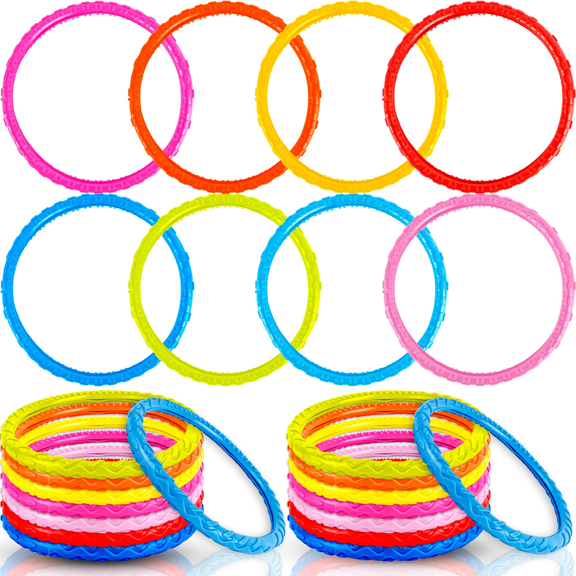 24 Pcs Pool Diving Toys Rings Swim Rings Colorful Diving Swimming Pool Dive for Adults Summer Underwater Training Fun Games, 8 Colors