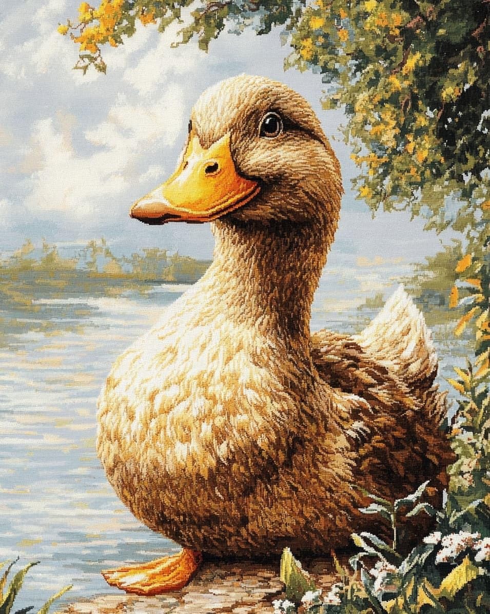WallustrioaW Printed Cross Stitch Embroidery Patterns,Ducks,DIY 11CT Cross Stitch Embroidery Kits Craft Hobby Gift for Adults,40x50cm
