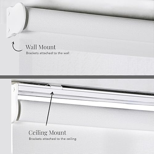 Miniatura 5 de CHICOLOGY - Persianas enrollables, sin cordón, para el hogar, accesorio de ventana, persianas de puerta, con filtración de luz, blanco chantilly