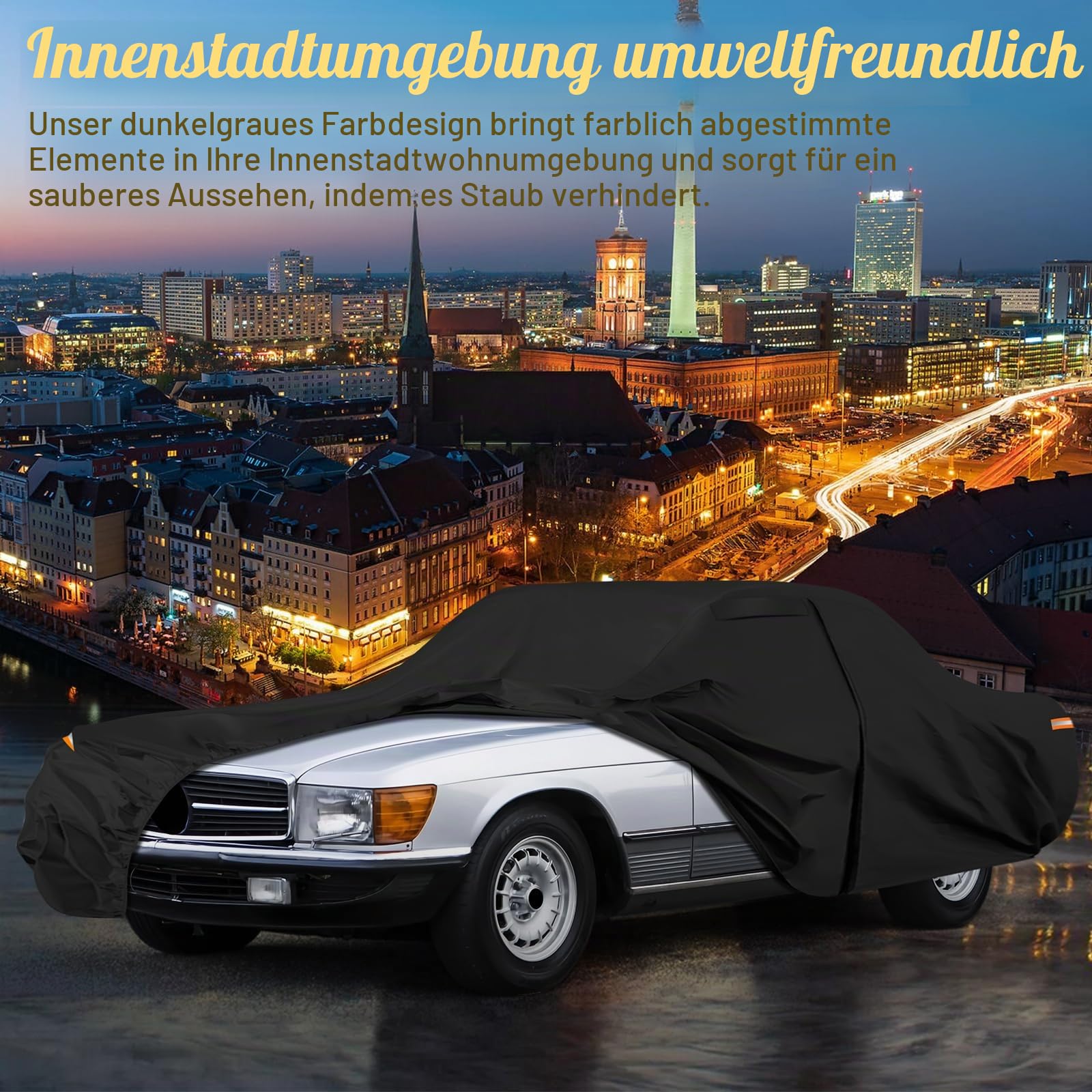 Autoabdeckung Wasserdicht für 1981-2002 Mercedes-Benz SL-Class | Vollgarage Autoplane Auto Abdeckplane Winter Sommer Allwetter Outdoor Abdeckung mit Reißverschluss Tür, Windschutzbänder
