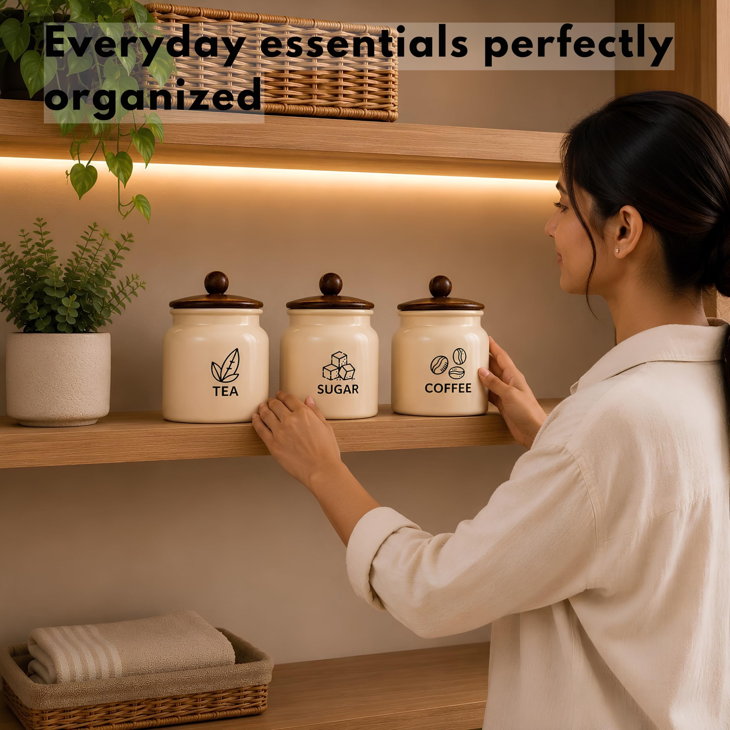 Classyo Premium Tea Sugar Coffee Containers - Set of 3 -7