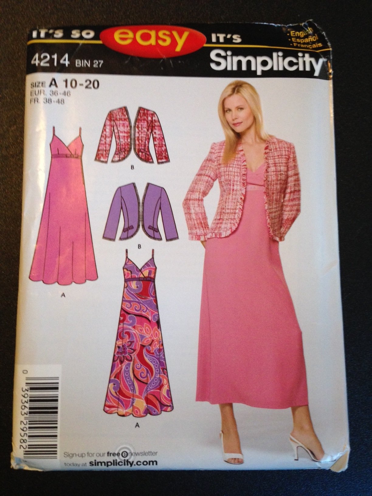 Patron Simplicity 4214 robe et veste pour femme petite taille A (10-20)