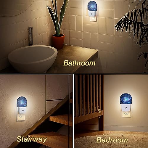 Miniatura 6 de Luz nocturna, luces nocturnas de estrella en espiral azul, enchufables a la pared, sensor de atardecer a amanecer para dormitorio, baño y sala de
